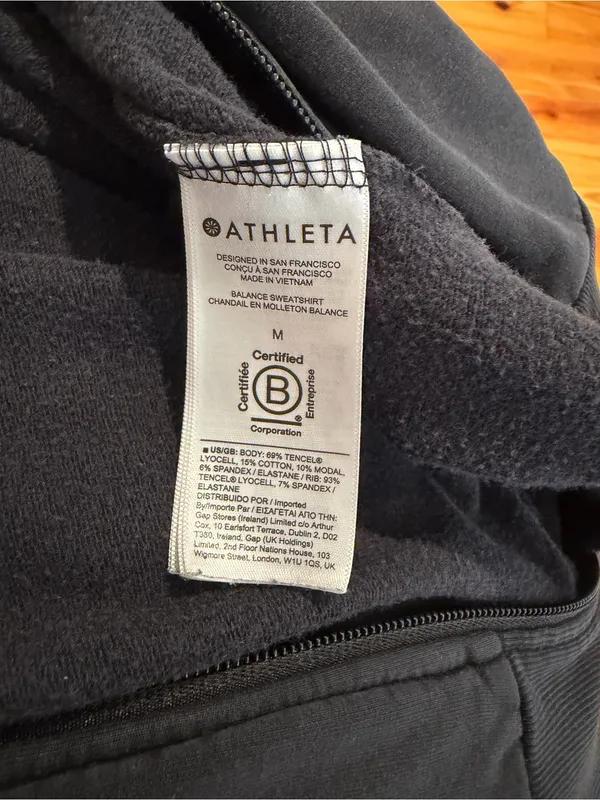 Athleta Black Zip-Up Hoodie Slouchy Fit Size M - Image 5