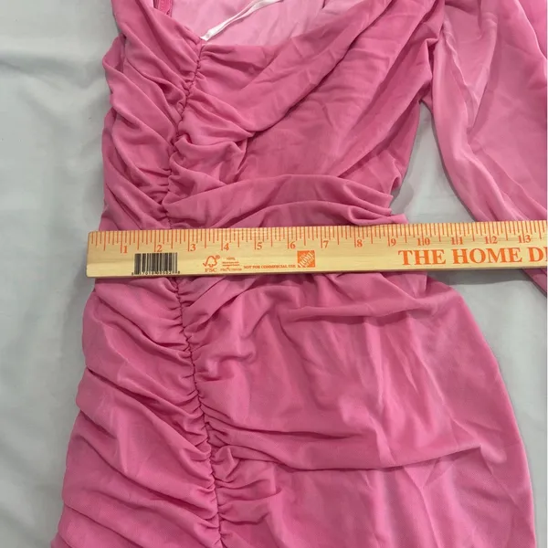 Hello Molly Pink One Shoulder Ruched Mini Dress Long Sleeve Bodycon‎ Party - Image 6