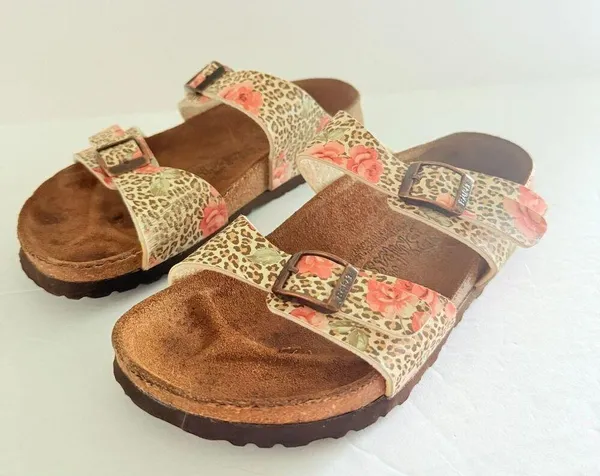 Birkenstock Arizona Sandals Cheetah Floral Buckle Slip Footbed Medium Narrow 37 - Image 3