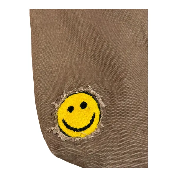 Urban Outfitters Smile Patch Distressed Canvas Brown Tote Bag - Image 5