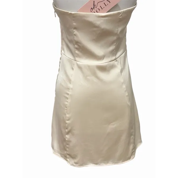 Oh Polly Ivory Satin Strapless A Line Mini‎ Dress Size 6 Cocktail Formal Bridle - Image 9