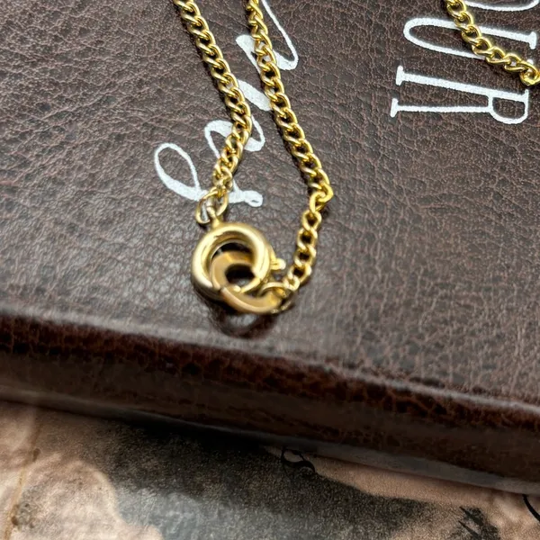 Elegant Vintage 1970s Gold Tone Tigers Eye Pendant Necklace 17” - Image 5