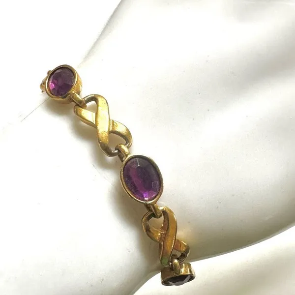 Vintage Avon purple and gold tone infinity link bracelet - Image 3