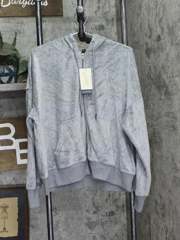 NWT Universal Thread Leisure Studio Velour Hoodie Sweatshirt 92090310 Gray XL - Image 6