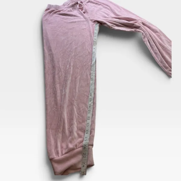 Juicy Couture Pink Velour Rhinestone Logo Lounge Set Top & Joggers Medium - Image 9