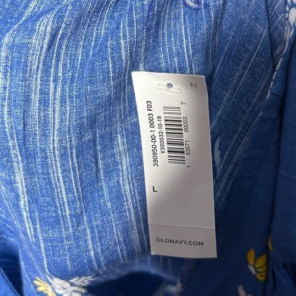 Old Navy Women Large Blue Floral Daisy‎ Wrap Top V-Neck Long Sleeve Blouse NEW - Image 3
