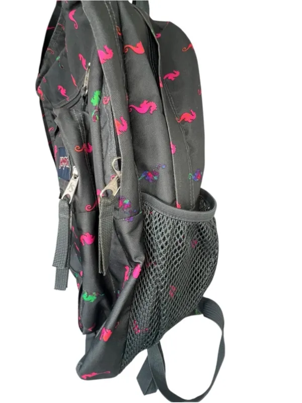 Jansport Grey And Pink Seahorse Print School Travel Laptop Book Bag Backpack - Image 4