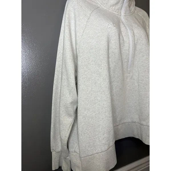 Under Armour Sweatshirt Womens 2X Gray 1/4 Zip Fleece Pullover Mock Neck - Image 3