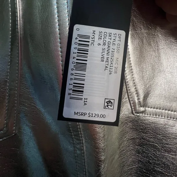 Gianni Bini Metallic‎ Silver Pencil Skirt - Image 4