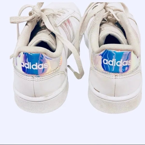 Adidas Holographic White Sneakers Shoes M3 W 4.5 5 Athletic Retro Metallic - Image 3