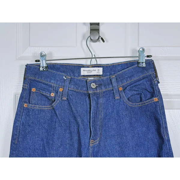Abercrombie & Fitch Curve Love Low Rise Baggy Jeans Size 25 Long Dark Wash - Image 5