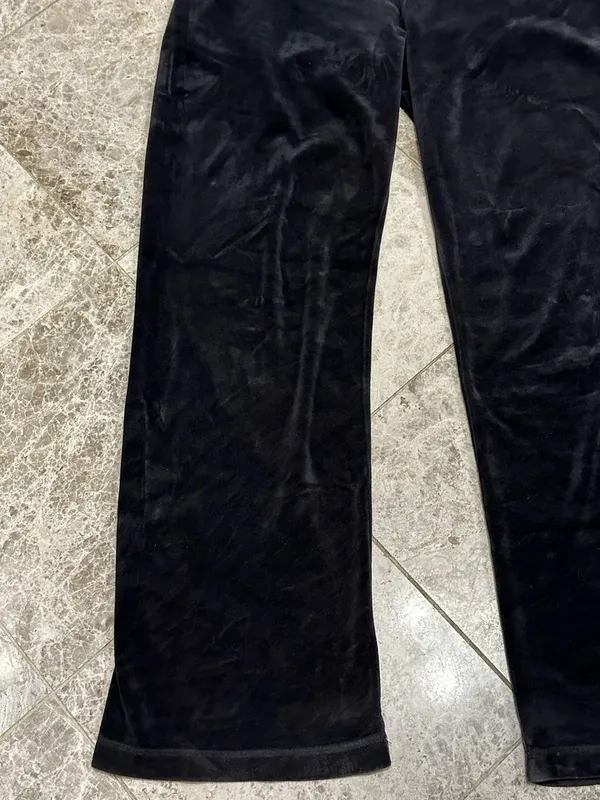 Vintage Nike Black Velour Sweatpants Medium M 8.5” Rise Track Pants Y2K - Image 4