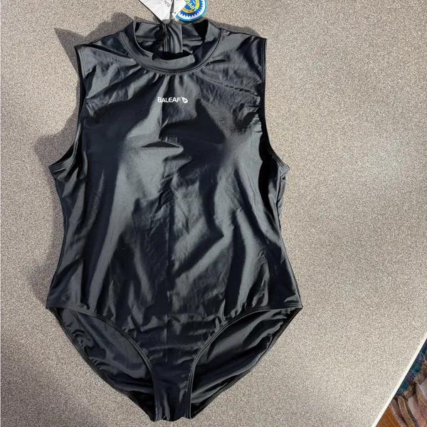 Baleaf Athletic One Piece Swimsuit Back Zip High Neck Training Sport Swimwear - Image 3