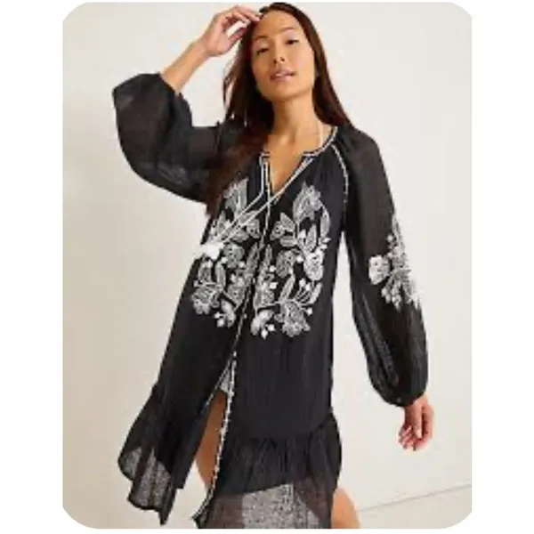 Tommy Bahama Swim Linen Tropical Cover Up Black White Size Small NEW - Image 2