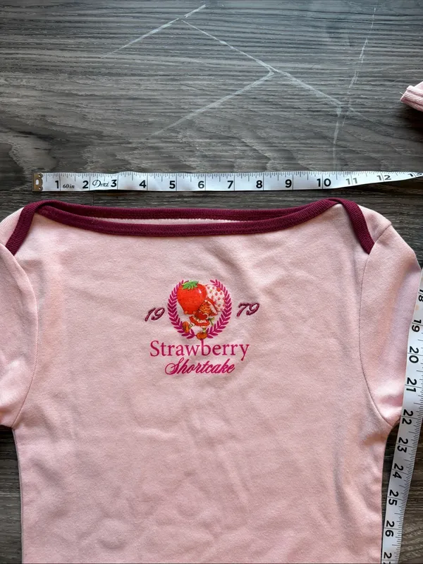 The World of Strawberry Shortcake Pink Long Sleeve Tee 1979 100% Cotton XS - Image 8