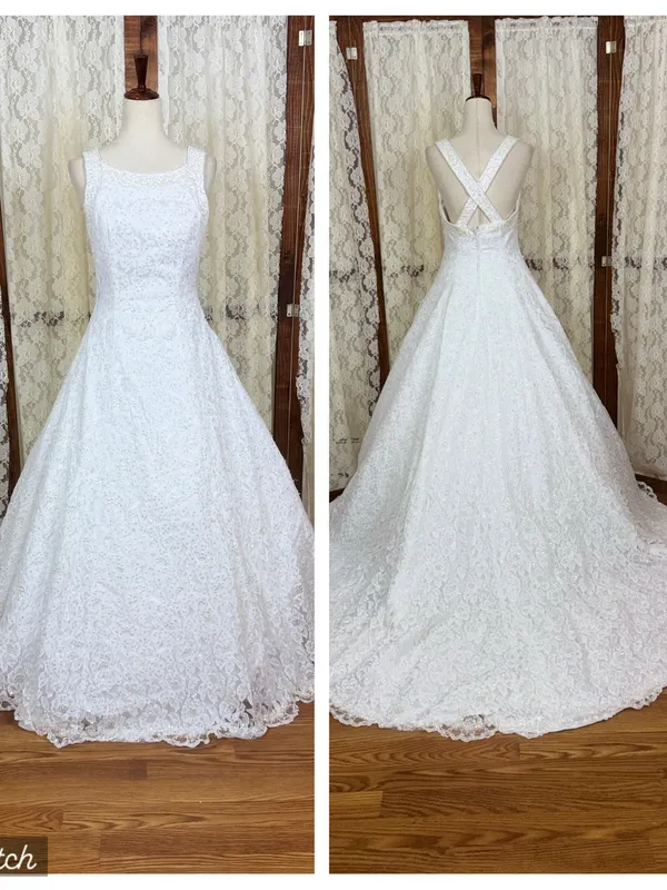 Gorgeous Vintage 90s Sequin and Lace Wedding Gown - Image 2