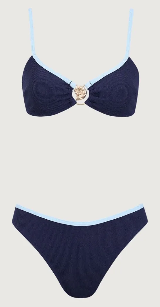 Boutique Blue Contrasting U Neck Bikini Set - Image 7