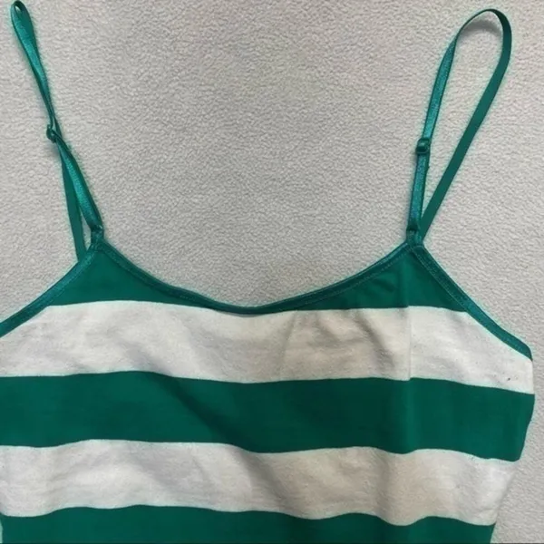 Striped Tank Top Spaghetti Straps Stripes Green White Size Medium Maternity - Image 3