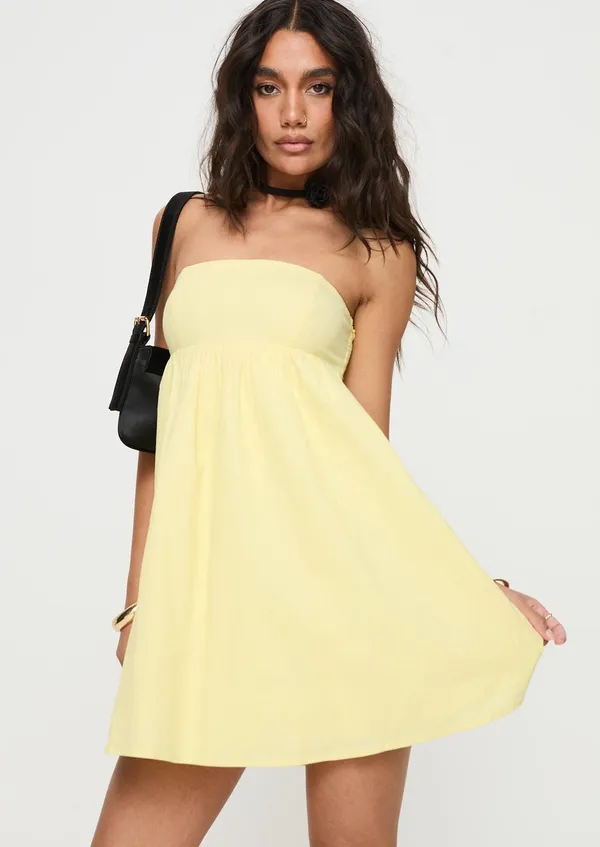 PRINCESS POLLY Osment Lemon Yellow Strapless Mini Dress - Image 2