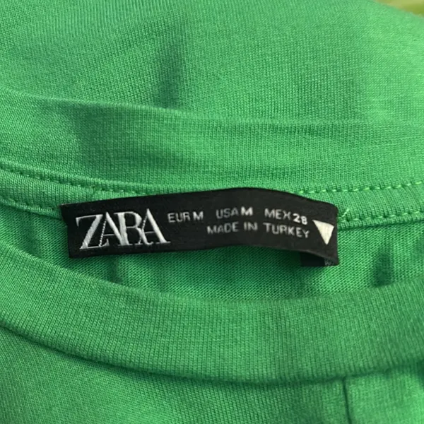 Zara Kelly Green Knotted Front Cropped Tee M Classic Rainbowcore Boho Urban - Image 8