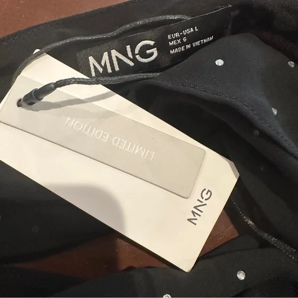 New MNG Chiffon Rhinestone Camisole Top Sz L Black Shirt Limited Edition NWT - Image 12