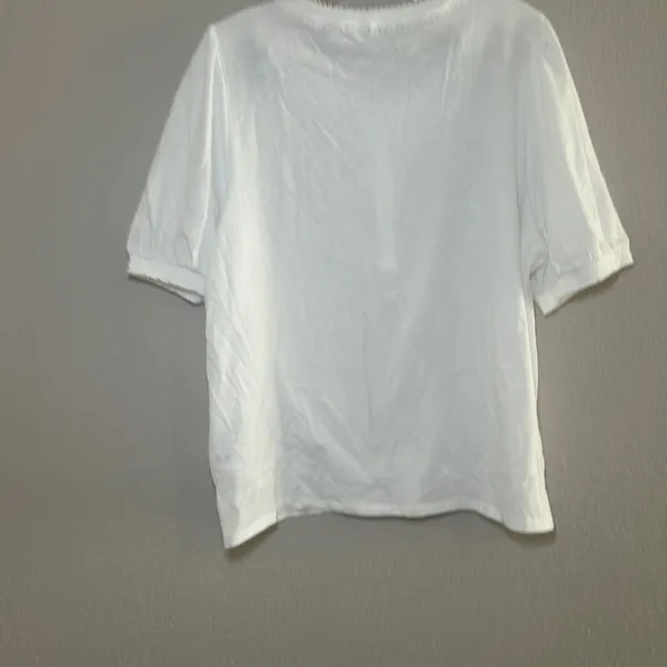 NWT J. Crew Smocked henley knit top white women's xl cottage coquette minimal - Image 7