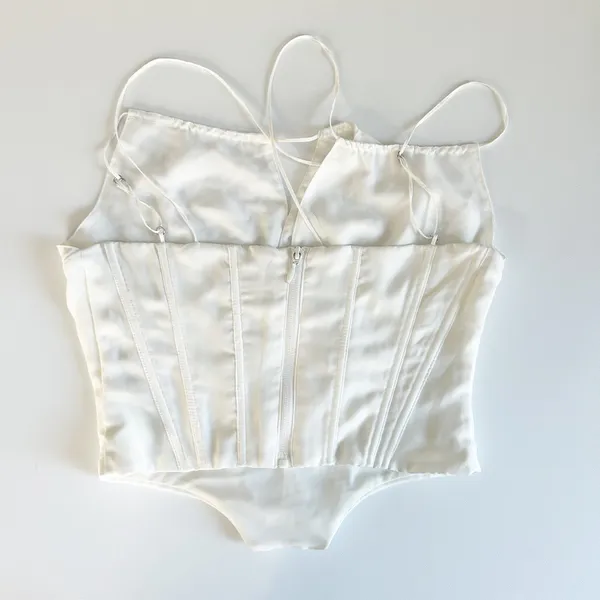 House of CB Womens Orla White Chiffon Strappy Corset Bustier Top Size‎ M - Image 9