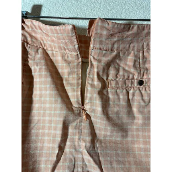 Dockers Vintage Women Size 2 Skort Peach Check Plaid Golf Athleisure Zip Pockets - Image 4