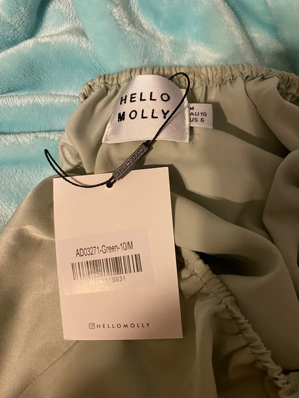 Hello Molly Green Satin Dress - Image 7