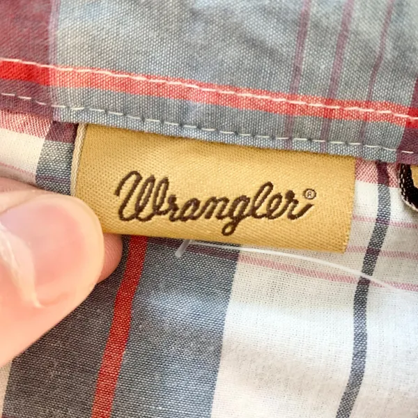 Wrangler Western Plaid Pearl Snap Shirt Womens Size S Red White Blue Cowgirl Y2K - Image 5