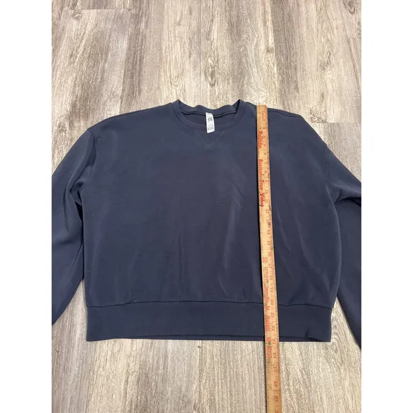 Spanx AirEssentials Dark Storm Blue Grey Crew Neck Sweatshirt Womens Large - Image 5