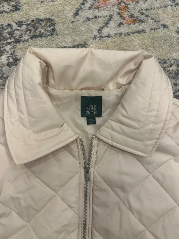 Wild Fable Nylon quilted bomber jacket in off-white - Image 5