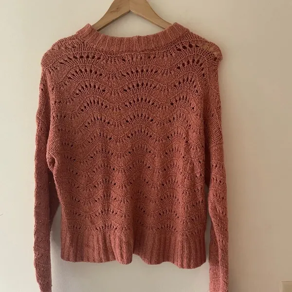 American Eagle Knit Salmon‎ Pink Oversized Crewneck Sweater - Image 2