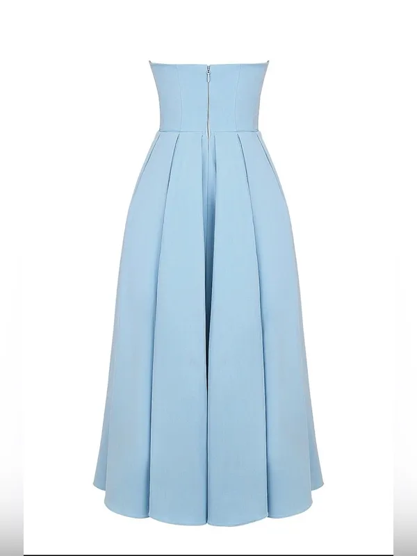 HOUSE OF CB 'Audrey' Tuscan Blue Strapless Midi Sundress - Image 4