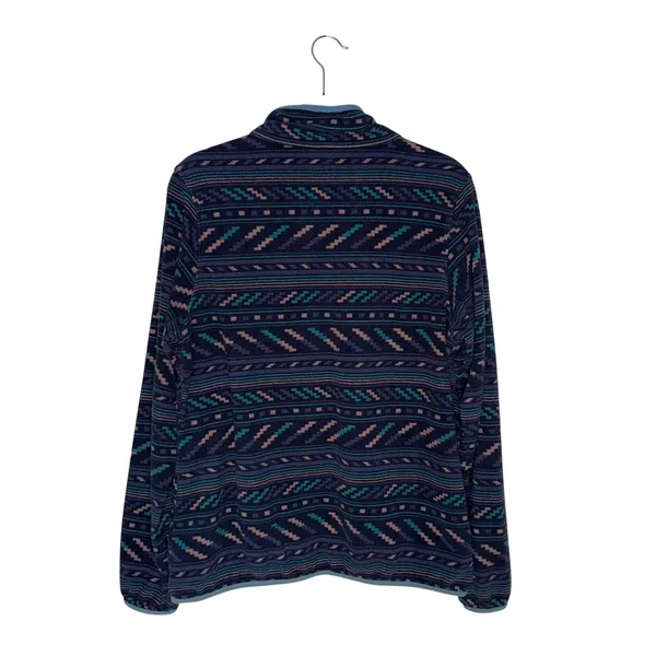 Patagonia Snap-T Synchilla Fleece Women Large Navy Geometric‎ Aztec Excellent - Image 5