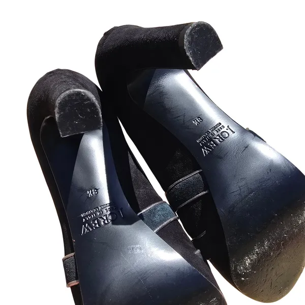 J. Crew Collection Black Teal Suede Peep Toe Platform‎ Heels Made in Italy 8.5 - Image 7