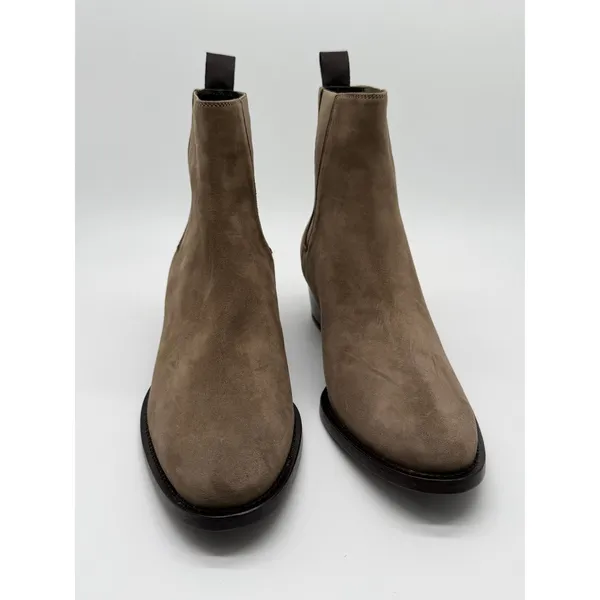 New Ann Mashburn Ankle Boots Womens 37 Taupe Suede Italian Chelsea Ankle Boot - Image 9