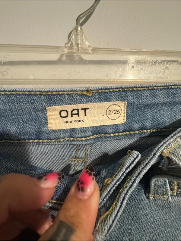 Oat New York Light Blue Wide-Leg Cropped Jeans - Image 3