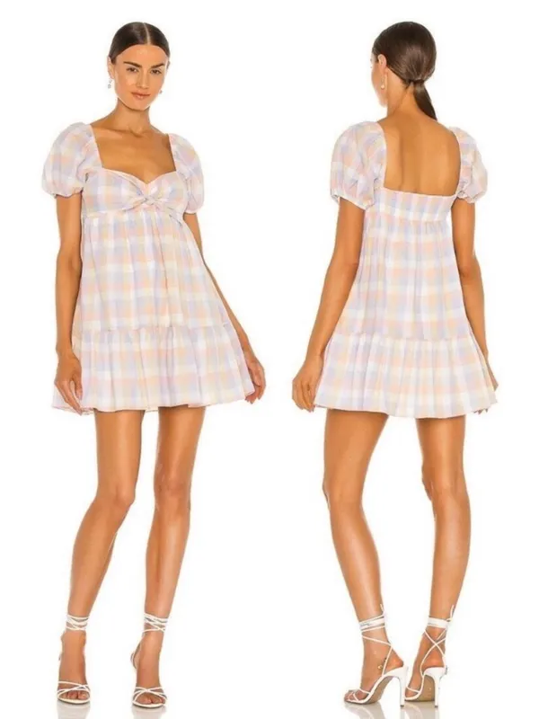 Amanda Uprichard | Goldie Pastel Gingham Mini Dress - Image 2