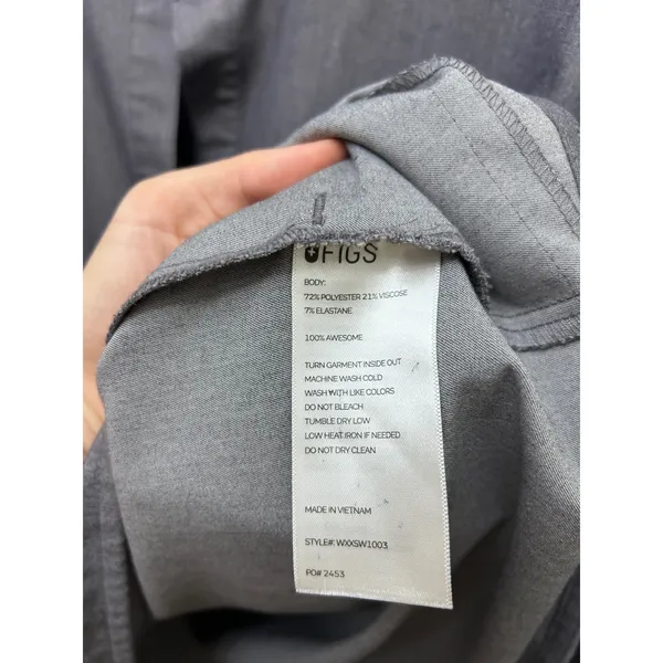 FIGS Technical Collection Mandarin Collar Scrub Top Grey WXXSW1003 Womens Small - Image 3