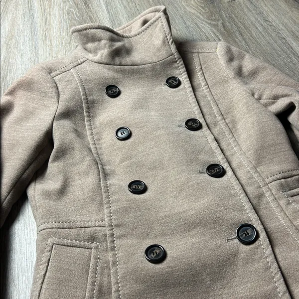 H&M Tan Double-Breasted Pea Coat Size 6 - Image 4