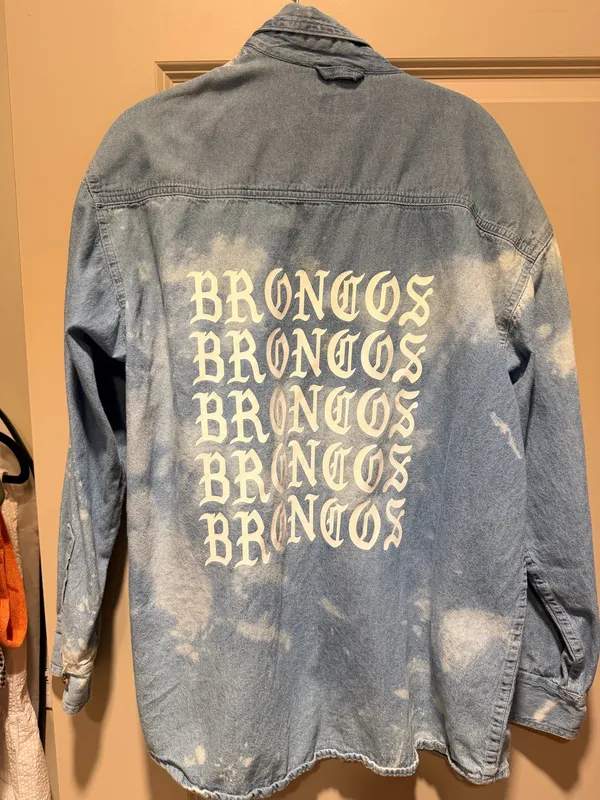 Bleached Broncos Jean Jacket Blue Size M - Image 2