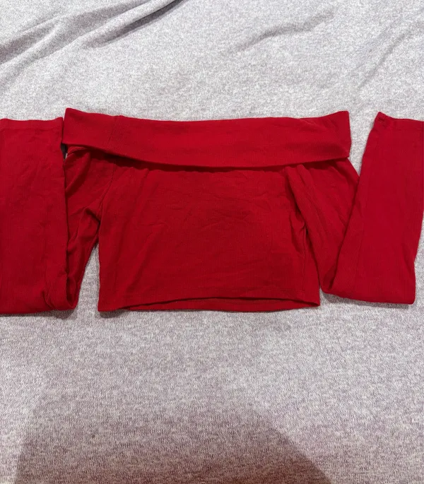 Red Off-The-Shoulder Garage Top - Image 4