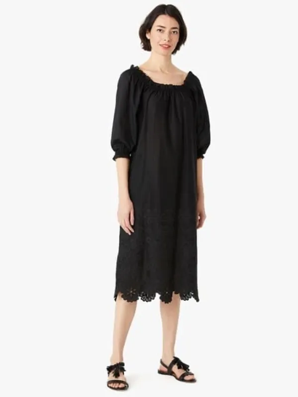 kate spade Black Midi Peasant Dress with Lace Trim - Image 2