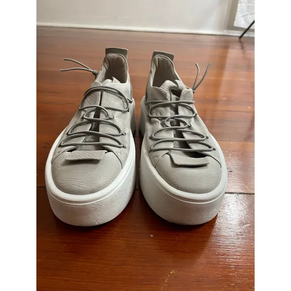 Puro Secret Platform Sneakers EU 36 Gray Leather Made Germany Avant Garde - Image 3