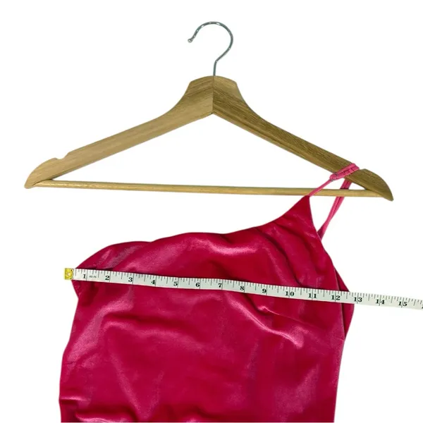 Lucy In The Sky Hot Pink Velvet Mini Dress Womens Small One Shoulder Barbiecore - Image 7