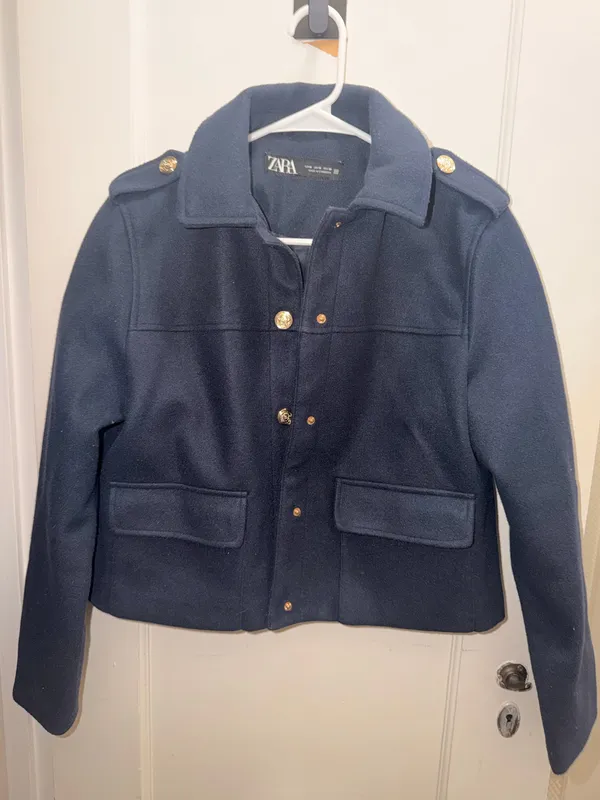 Zara Navy Blue Jacket with Gold Buttons - Image 3