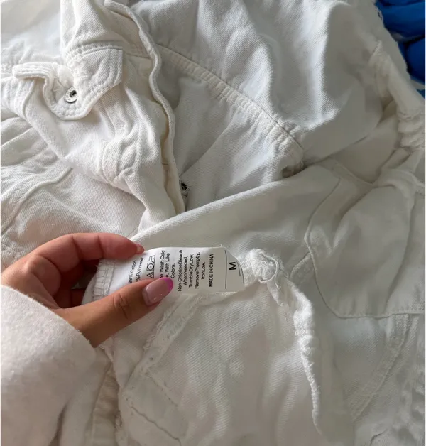 White Denim Jacket Size M - Image 2