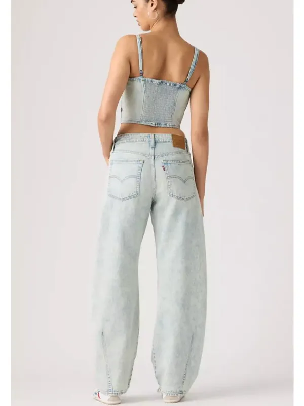 New Levi's Premium 30x32 Baggy Dad Barrel Women's Jeans Cielito Lindo Acid Light - Image 3