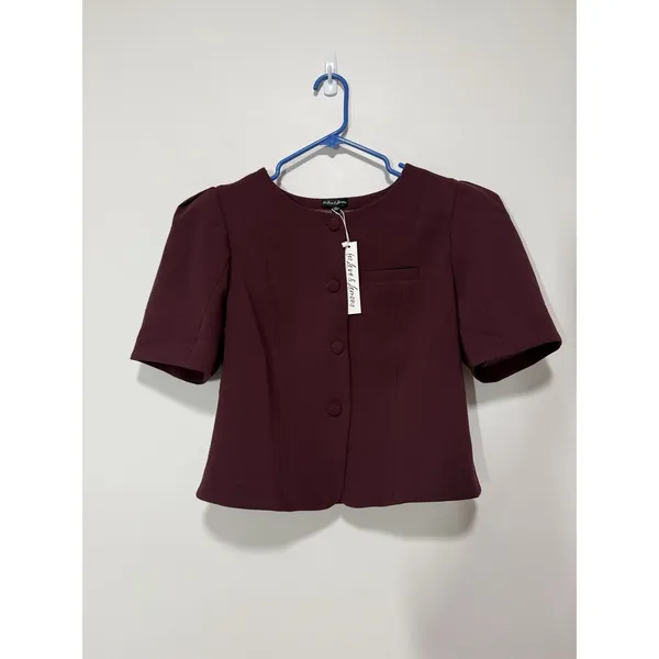 For Love & Lemons NWT Selena‎ Burgundy Short Sleeve Blazer Top Size XL - Image 4